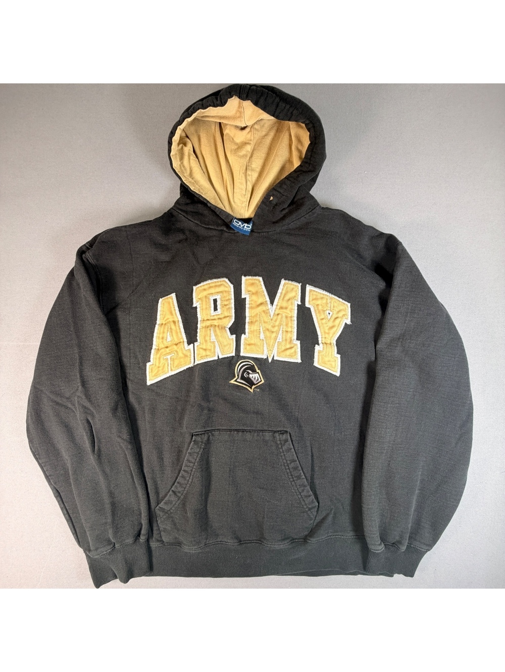 VTG Old Varsity Army West Point Hoodie Mens L Black Gold Black Knights Applique
